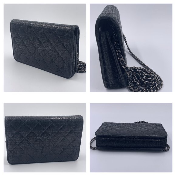 Chanel CC Wallet-on-the-chain WOC Metallic Sparkle Coated Tweed Bag Crossbody - Picture 8 of 15